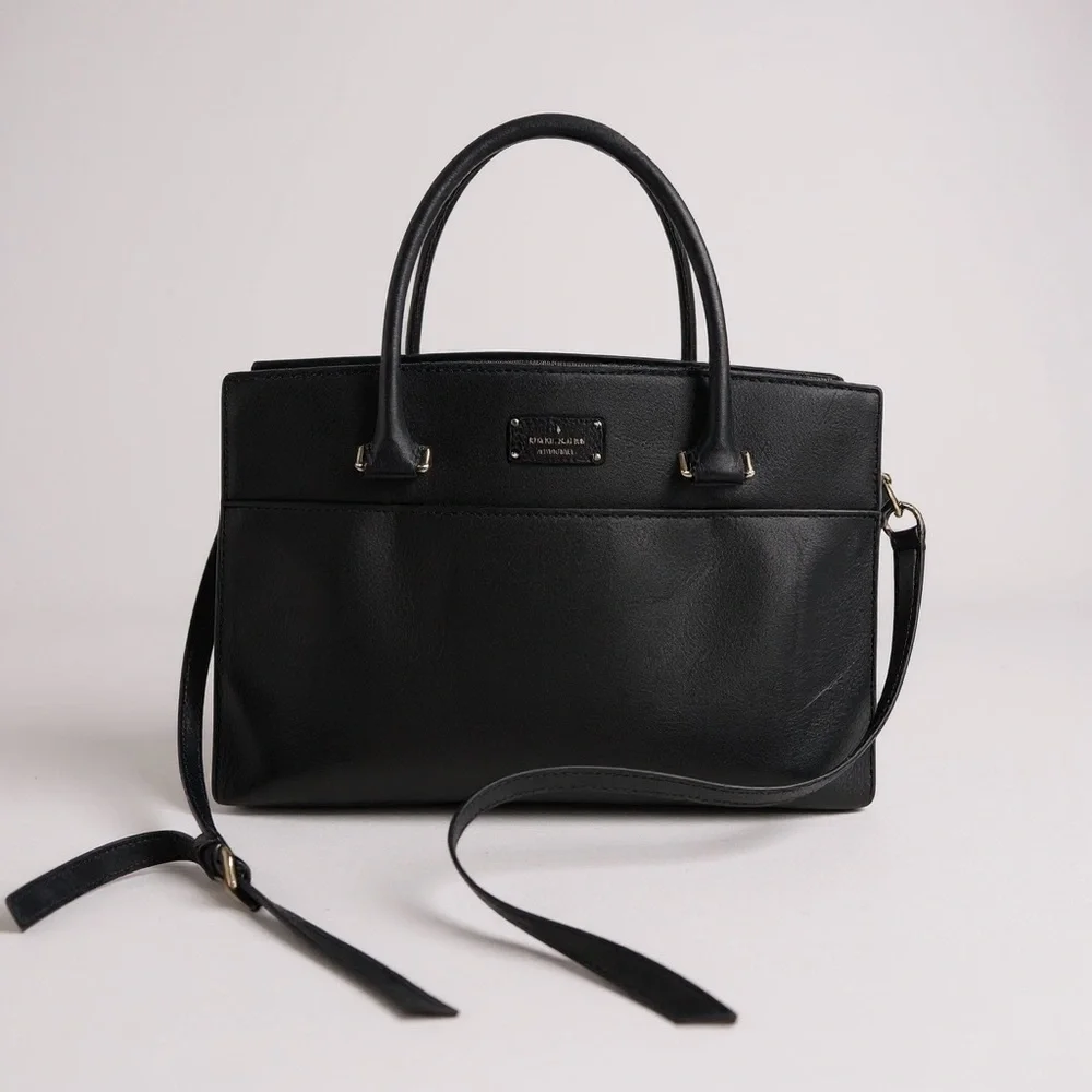 Kate Spade New York Black Pebbled Leather Satchel Crossbody Structured Handbag
